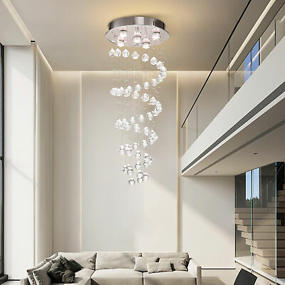 #ad Modern Luxury Rain Drop Crystal LED Chandelier Pendant Lamp Spiral Ceiling Light $94.90