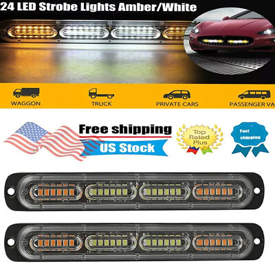 #ad 2pcs White 24 LED Car Truck Emergency Warning Hazard Flash Strobe Light Bar 12V $13.95