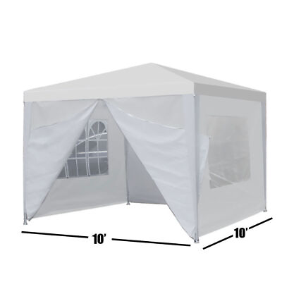 #ad 10#x27;x10#x27; Party Tent Wedding Gazebo Car Shelter Canopy with 4 Sidewall Heavy Duty $50.19