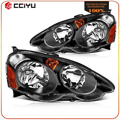 #ad Fits 2002 2004 Acura RSX DC5 Black Amber Headlights Assembly LeftRight Pair $82.19