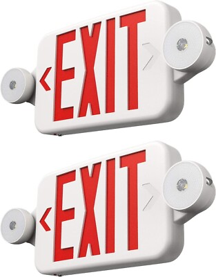 2 Pack LED Exit Sign Emergency Light–Hi Output Compact Combo UL listed red $57.99