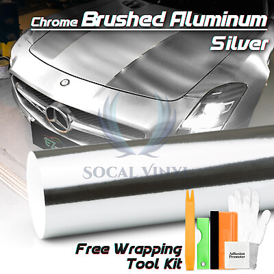 #ad Chrome Aluminum Silver Vinyl Wrap Sticker Decal Sheet Air Release Bubble Free $344.88