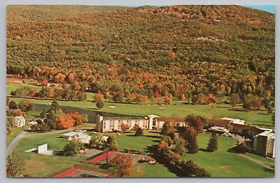 #ad Ellenville New York Fallsview Hotel Birdseye View in Fall Tennis 1950s Postcard $2.70