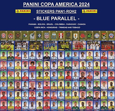 #ad * BLUE PARALLEL * Panini Copa America 2024 Stickers PAN1 ROH2 $3.99