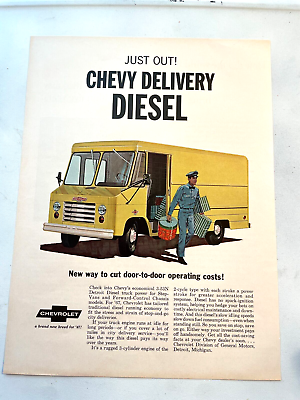 #ad 1967 Print Ad Chevrolet Delivery Diesel Yellow Truck Driver Packages 10x13 $9.95