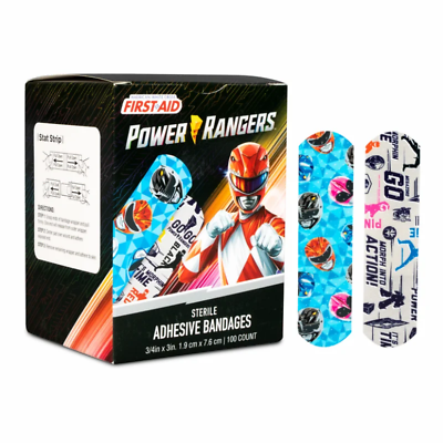#ad American White Cross Power Rangers Adhesive Bandages 3 4quot; x 3quot; 100 Count $11.66