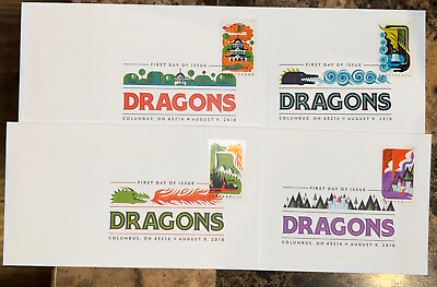 #ad Dragons FDC August 9 2018 Columbus OH Lot of 4 $10.00