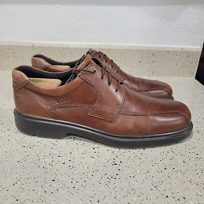 #ad ECCO Light Shoes Men#x27;s Size 44 Brown Leather Lace up Oxford US 10 10.5 $59.99