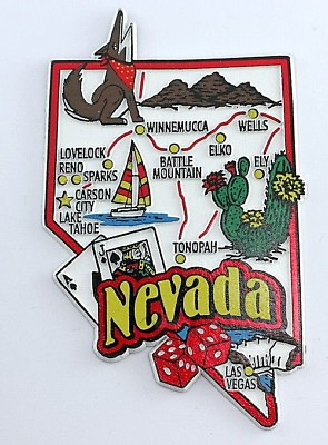#ad NEVADA STATE MAP AND LANDMARKS COLLAGE FRIDGE COLLECTIBLE SOUVENIR MAGNET $8.45