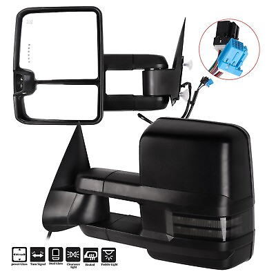 #ad Power Heated Signal Clearance Puddle Light View Tow Mirrors For Chevy GMC $127.39