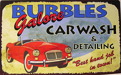 #ad Rustic Vintage Bubbles Car Wash Automotive HumorTin Metal Sign $19.95