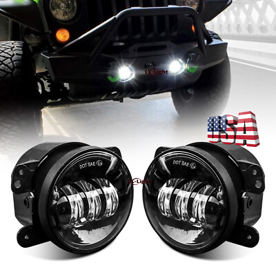Pair 4Inch LED Fog Lights Front Bumper Driving Lamps for Jeep Wrangler JK JL JT $29.99