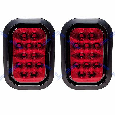 5x3quot; Red Rectangle 12 LED Stop Turn Tail Truck Light Grommet amp; Pigtail Qty 2 $39.95