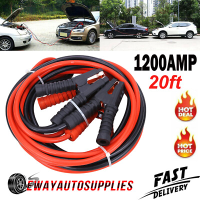 #ad 20 FT 1 Gauge Heavy Duty Booster Cable Jumping Cables Power Jumper Starter Auto $43.28
