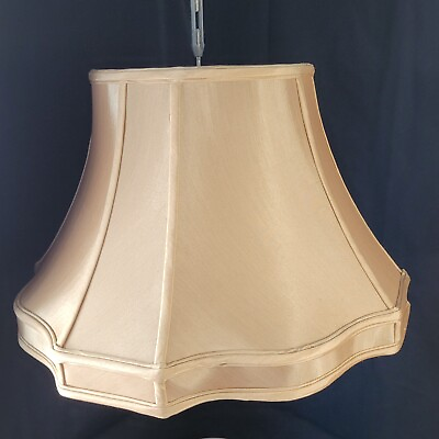 #ad Rare Golden Beige Large Square Curved Bell Lampshade Lamp Shade 13quot;h x 20quot;w $125.00