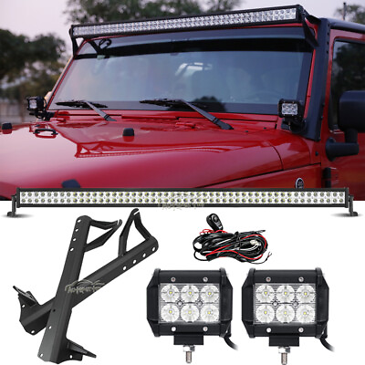 For Jeep Wrangler JK JKU 52quot; LED Light BarWiring KitWindshield Mount Brackets $149.99