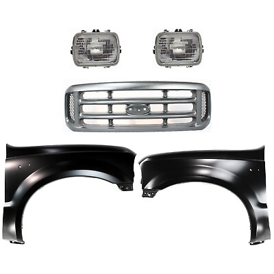#ad Grille Kit For 1999 2004 Ford F 250 Super Duty Cross Bar with LH RH Fenders $444.33