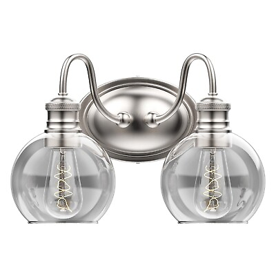 #ad Bathroom Vanity Light Over Mirror with E26 Base Clear Glass Shade Brushed Nickel $80.99