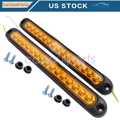 #ad usa 2x 10quot; sealed truck trailer light bar Led turn signal tail light strip amber $15.21