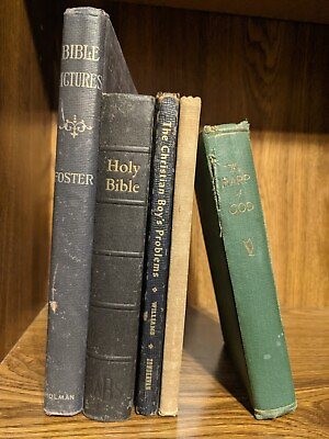 #ad Lot of 5 Old 1913 1943 Christian Hardcovers in Various Conditions $20.00