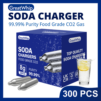 #ad 300 PCS Soda Chargers Seltzer Chargers 8g CO2 Cartridge Seltzer Water GreatWhip $97.99