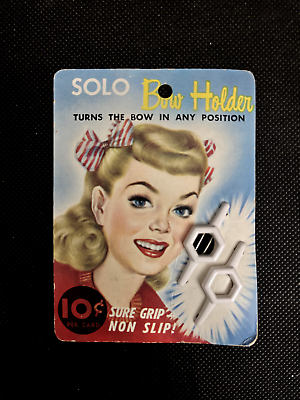 #ad Vintage rare SOLO quot;Bow Holderquot; Original US Store Card antique hair accessories AU $32.36