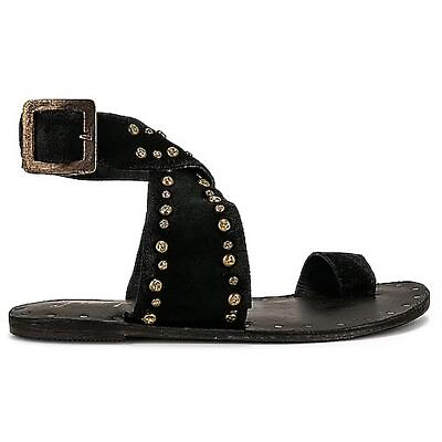 #ad Free People Womens Black Suede Studded Thong Sandals Shoes 38 38.5 BHFO 0507 $15.99