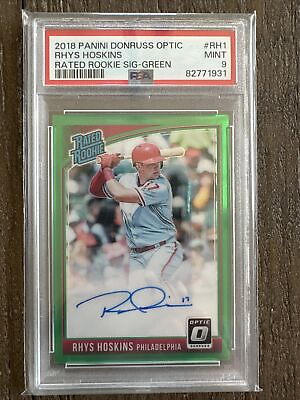 #ad Rhys Hoskins Rated Rookie Auto 5 RC Signature On Card Inscribed Autograph Green $500.00