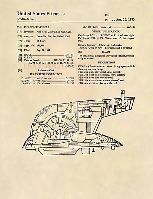 #ad Star Wars Slave One Ship US Patent Art Print Boba Fett Lucas Original 657 $12.77