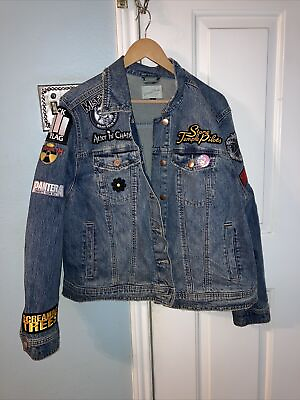 #ad custom music patch jean jacket Size Xl $45.00