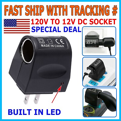 #ad 120V AC Electric Wall Outlet Power To 12V DC Cigarette Lighter Adapter converter $5.95