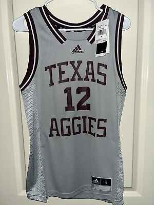 #ad Adidas Texas Aamp;M Aggies Basketball Jersey #12 Gray H59123 Men’s Medium NWT $36.00