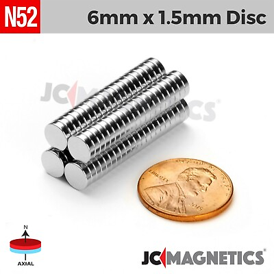 #ad 6mm x 1.5mm N52 Super Strong Disc Rare Earth Neodymium Magnet 6x1.5mm $18.50