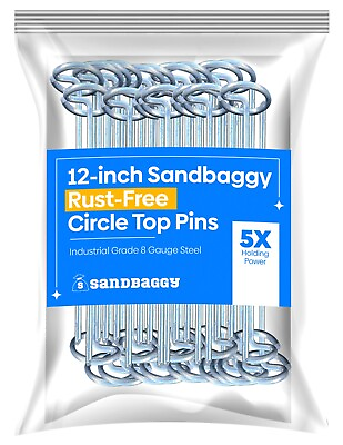 #ad Sandbaggy 6 or 12 Inch Rust Free Circle Top Pins Landscape Staples SOD Fabric $210.00