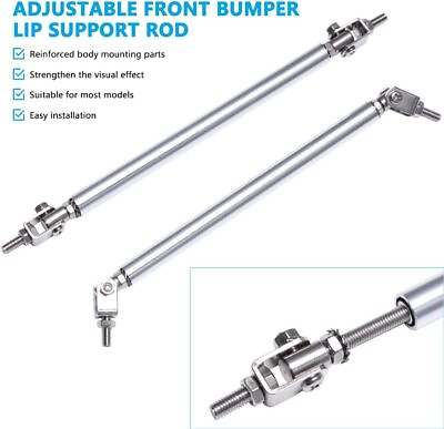 #ad Sliver Adjustable Front Bumper Lip Splitter Spoiler Strut Rod Tie Support Bar US $8.99