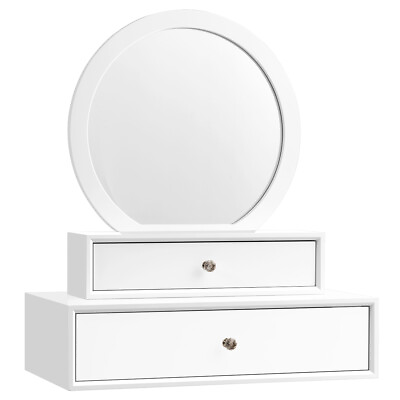 #ad Wall Mounted Vanity Desk Mirror Dressing Makeup Table w 2 Drawers Bedroom White $79.99