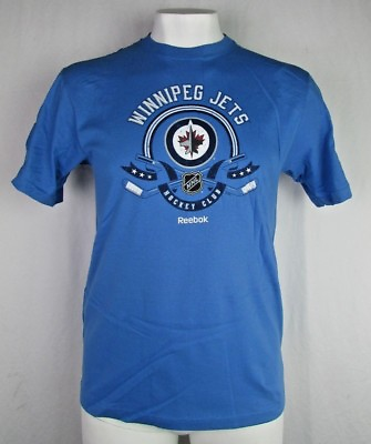 #ad Winnipeg Jets NHL Reebok Men#x27;s Distress Logo Blue Short Sleeve Tee $11.99