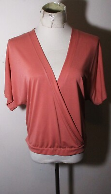 #ad Women#x27;s by ANTHROPOLOGIE Pink Mauve Snap Button Criss Cross Top Size S $25.60