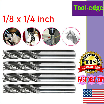 #ad 4x 1 8quot; x1 4 inch 4 Flute HSS CNC Drill Bits End Mill Cutters for Aluminum Steel $10.80