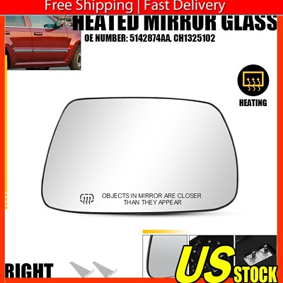 #ad Mirror Glass For Jeep Grand 2005 2010 Cherokee Right Heated Convex Backing Plate $18.79