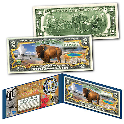 #ad YELLOWSTONE America the Beautiful PARKS Wyoming Official $2 U.S. Bill $15.95