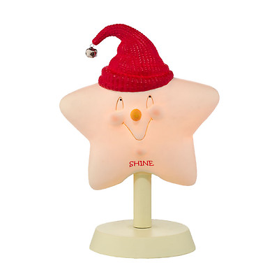 #ad Christmas Shine Star in Santa Hat Light Up Lamp Dept 56 Snowpinions New Electric $25.89