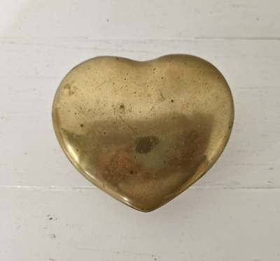 #ad Vintage Brass Heart Shape Trinket Dish Valentines Day $14.00