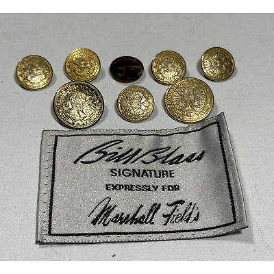 #ad Replacement Set of 7 Solid Metal Gold Tone Buttons for a Bill Blass Blazer $12.59