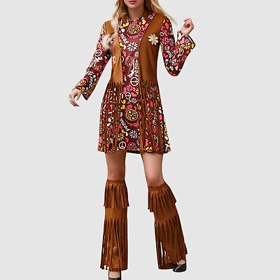 #ad Cos Clothing Hip Hop Clothing European And American Retro Print Hippie Dress $45.51