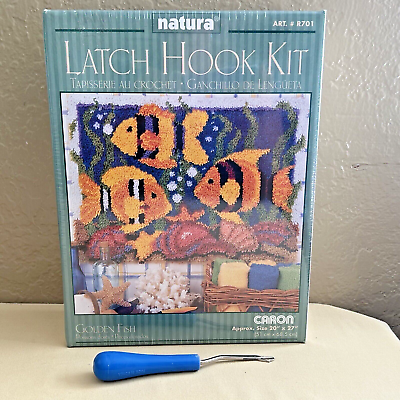 #ad Natura Latch Hook Kit Golden Fish R701 20quot; x 27quot; New Sealed $29.50