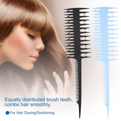 #ad Double Sided Wide Fine Tooth Highlighting Comb Professional Piece Strip Dyed EUJ $6.64