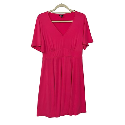 #ad Torrid dress Plus size 0 0X Pink V neck Knee length Flutter sleeves Womens HOLE $18.95