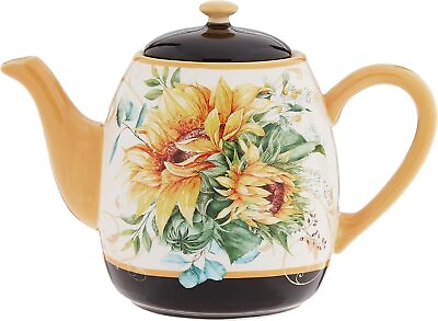 #ad Tea pot Sunflower Fields 40 oz Multicolor Ceramic Modern Easy to Fill Solid $55.00