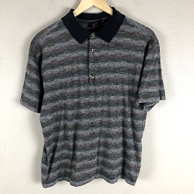 #ad Focus Golf Shirt Men Small Grey Geo Print Polo Made In Italy Fine Cotton *Read* $18.73